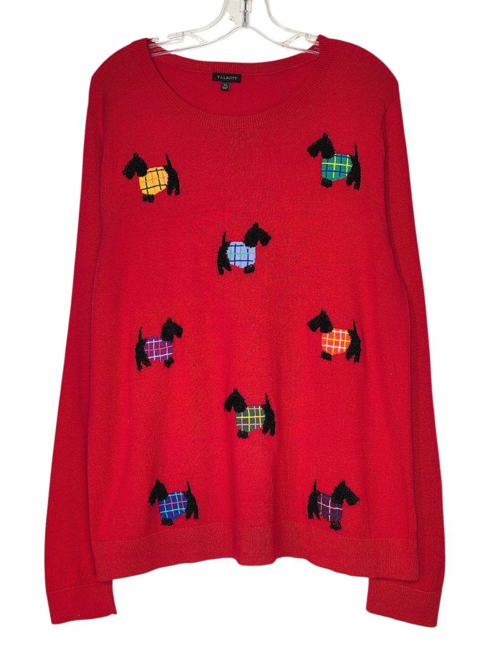 Talbots Red Black Scottie Dog Plaid Sweater Cashmere Blend Women’s XL - Picture 16 of 16